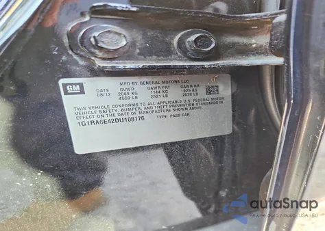 2013 Chevrolet Volt z USA, uszkodzony, nr VIN 1G1RA6E42DU108176